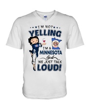 I'm not yelling I'am a Minnesota girl V-Neck T-Shirt tile