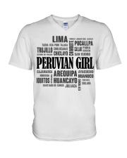 Peruvian girl cities V-Neck T-Shirt tile