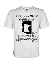LIFE TOOK ME TO ARIZONA BE A MINNESOTA GIRL V-Neck T-Shirt tile