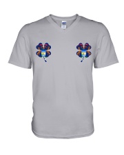 Michigan Flag - Four Leaf Clover V-Neck T-Shirt tile