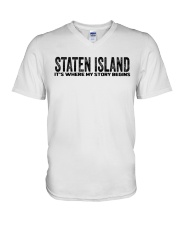 Staten Island - My Story Begins V-Neck T-Shirt tile