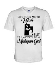 LIFE TOOK TO UTAH BE A MICHIGAN GIRL V-Neck T-Shirt tile