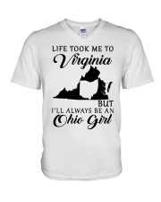 OHIO GIRL LIFE TOOK ME TO VIRGINIA V-Neck T-Shirt tile