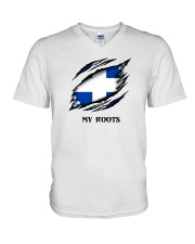 Flag Quebec My Roots V-Neck T-Shirt tile