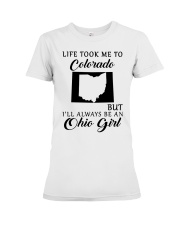 OHIO GIRL LIFE TOOK ME TO COLORADO Premium Fit Ladies Tee tile