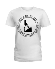 MAINE GIRL LIVING IN IDAHO Ladies T-Shirt tile