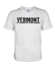 Vermont - My Story Begins V-Neck T-Shirt tile