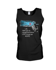 PUERTO RICO MASSACHUSETTS LOVE BRINGS YOU HOME Unisex Tank tile