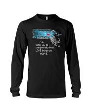 PUERTO RICO MASSACHUSETTS LOVE BRINGS YOU HOME Long Sleeve Tee tile