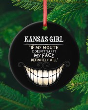 If My Mouth Kansas Girl Circle ornament - single (porcelain) custom-circle-ornament-single-porcelain-lifestyle-10