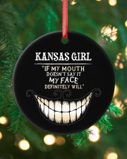 If My Mouth Kansas Girl Circle ornament - single (porcelain) custom-circle-ornament-single-porcelain-lifestyle-11