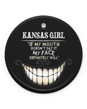If My Mouth Kansas Girl Circle ornament - single (porcelain) front