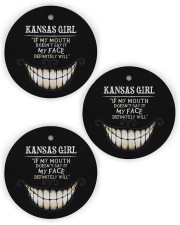 If My Mouth Kansas Girl Circle Ornament (Wood tile