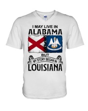 Began In Louisiana - May Live In Alabama V-Neck T-Shirt tile