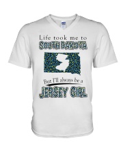 Jersey Girl Life Took Me To South Dakota V-Neck T-Shirt tile