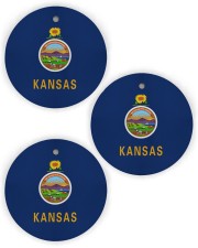 Flag Kansas Circle Ornament (Wood tile