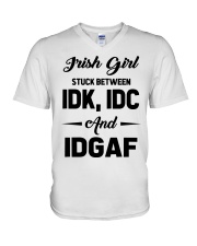 Irish Girl - IDK IDC IDGAF V-Neck T-Shirt tile