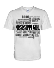 Mississippi girl cities V-Neck T-Shirt tile