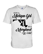 MICHIGAN GIRL IN MARYLAND V-Neck T-Shirt tile