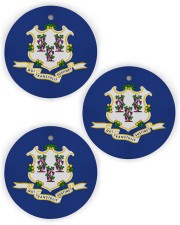 Flag Connecticut Circle Ornament (Wood tile