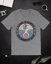 LIVING IN ILLINOIS WITH MINNESOTA ROOTS Classic T-Shirt lifestyle-mens-crewneck-front-16