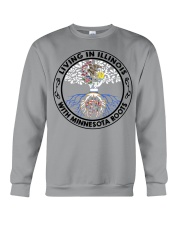 LIVING IN ILLINOIS WITH MINNESOTA ROOTS Crewneck Sweatshirt tile