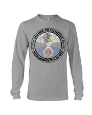 LIVING IN ILLINOIS WITH MINNESOTA ROOTS Long Sleeve Tee tile