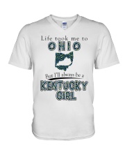 Kentucky Girl Life Took Me To Ohio V-Neck T-Shirt tile