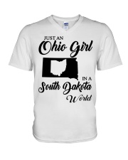 OHIO GIRL IN SOUTH DAKOTA V-Neck T-Shirt tile