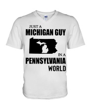 MICHIGAN GUY IN PENNSYLVANIA V-Neck T-Shirt tile
