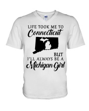 LIFE TOOK TO CONNECTICUT BE A MICHIGAN GIRL V-Neck T-Shirt tile