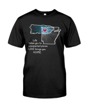 PUERTO RICO ARKANSAS LOVE BRINGS YOU HOME Premium Fit Mens Tee tile