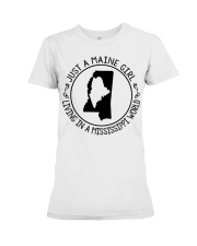 MAINE GIRL LIVING IN MISSISSIPPI Premium Fit Ladies Tee tile