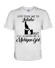 LIFE TOOK TO IDAHO BE A MICHIGAN GIRL V-Neck T-Shirt tile