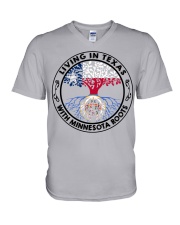 LIVING IN TEXAS WITH MINNESOTA ROOTS V-Neck T-Shirt tile