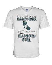 Illinois Girl Life Took Me To California V-Neck T-Shirt tile