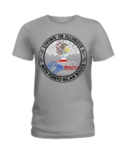 LIVING IN ILLINOIS WITH PUERTO RICAN ROOTS Ladies T-Shirt tile