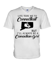LIFE TOOK ME TO CONNECTICUT BE A CANADIAN GIRL V-Neck T-Shirt tile