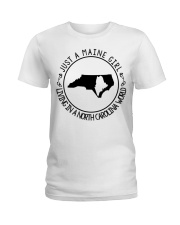 MAINE GIRL LIVING IN NORTH CAROLINA Ladies T-Shirt tile
