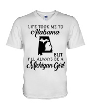 LIFE TOOK TO ALABAMA BE A MICHIGAN GIRL V-Neck T-Shirt tile