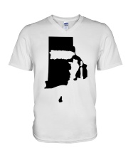 MAP PUERTO RICO IN RHODE ISLAND V-Neck T-Shirt tile