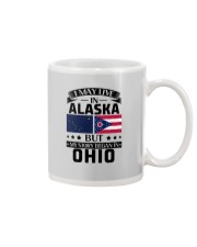 LIVE IN ALASKA BUT BEGAN IN OHIO Mug tile