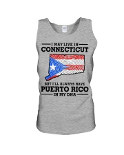 LIVE IN CONNECTICUT PUERTO RICO IN MY DNA Unisex Tank tile