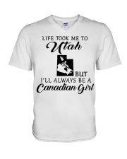 LIFE TOOK ME TO UTAH BE A CANADIAN GIRL V-Neck T-Shirt tile