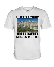 North Dakota Misses Me Too V-Neck T-Shirt tile