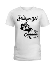 MICHIGAN GIRL IN CANADA Ladies T-Shirt tile