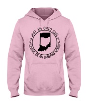 OHIO GIRL LIVING IN INDIANA Hooded Sweatshirt front