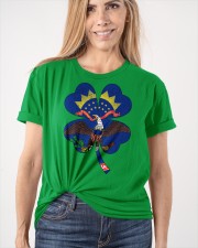 Flag North Dakota Four Leaf Clover Classic T-Shirt apparel-classic-tshirt-lifestyle-front-101