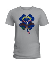 Flag North Dakota Four Leaf Clover Ladies T-Shirt tile