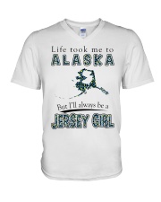 Jersey Girl Life Took Me To Alaska V-Neck T-Shirt tile